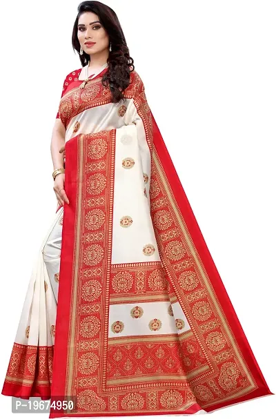 Women Stylish Art Silk Solid Saree with Blouse piece-thumb2