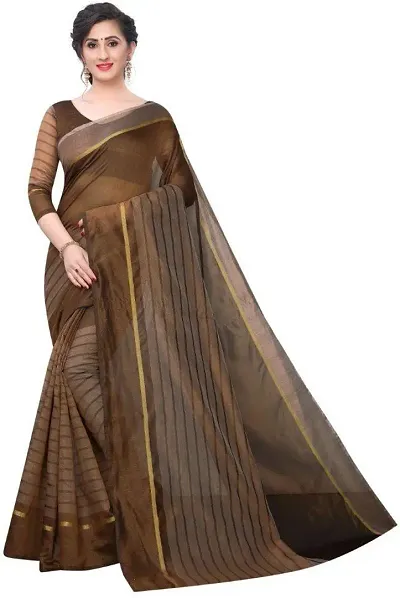 Women Beautiful Blend Saree with Blouse piece