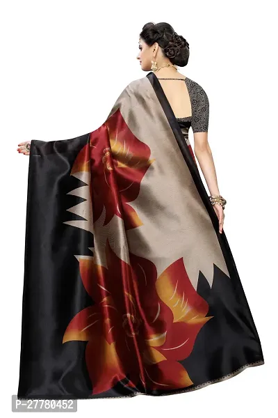 Stylish Art Silk Black Printed Saree With Blouse Piece For Women-thumb4