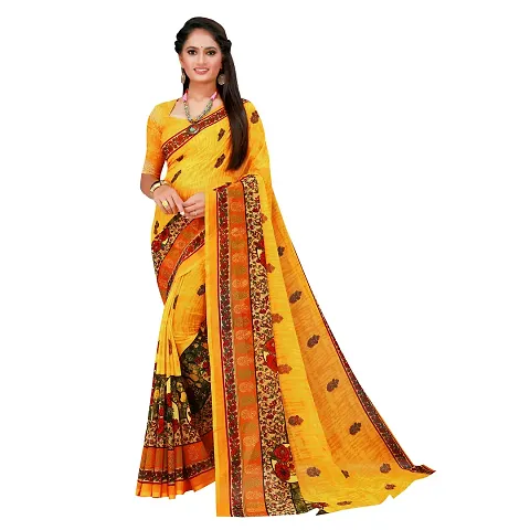 Dailywear Georgette Printed Sarees With Blouse Piece