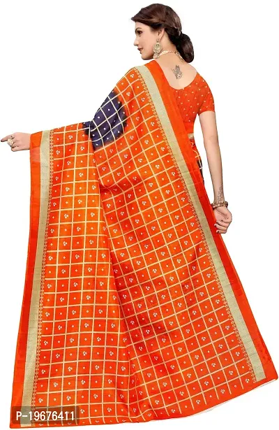 Women Stylish Silk Blend Printed Saree with Blouse piece-thumb2