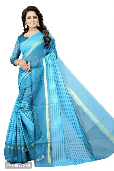 Women Stylish Cotton Silk Self Pattern Saree with Blouse piece-thumb3