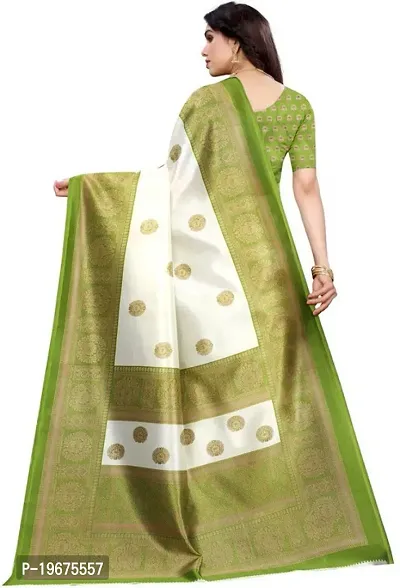 Women Stylish Art Silk Printed Saree with Blouse piece-thumb4