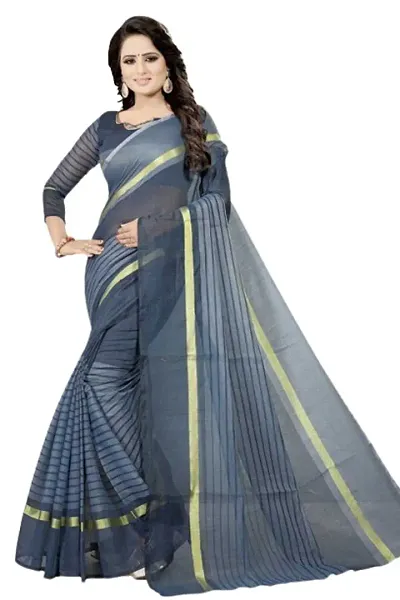 New In Cotton Silk Saree with Blouse piece 