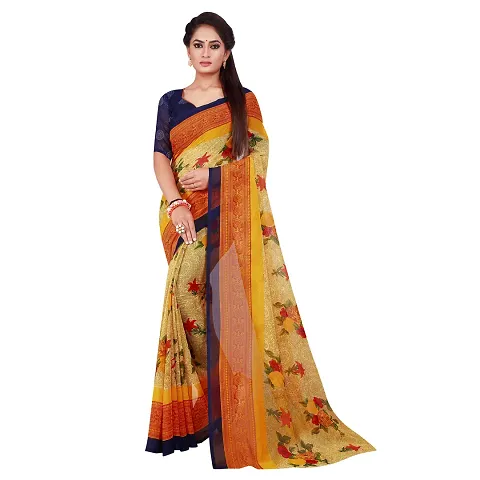 Dailywear Georgette Printed Sarees With Blouse Piece
