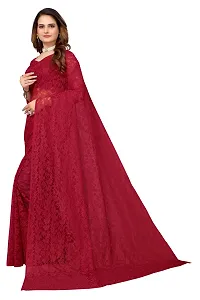 Elegant Maroon Cotton Silk Saree with Blouse piece For Women-thumb1