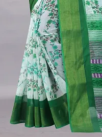 Stylish Green Cotton Silk Saree With Blouse Piece For Women-thumb4