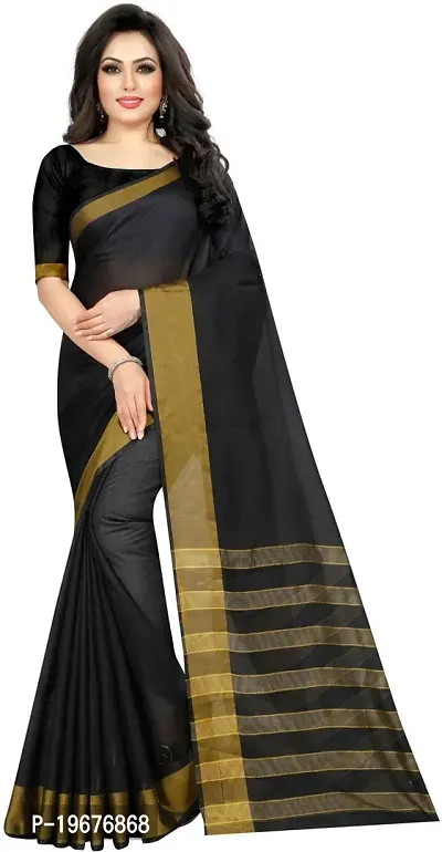 Women Stylish Georgette Striped Saree with Blouse piece-thumb0