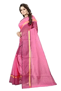 SAADHVI Women's Pink Cotton Silk Striped Saree With Blouse(FL-IF-Rustom Rani) | Free Size-thumb2