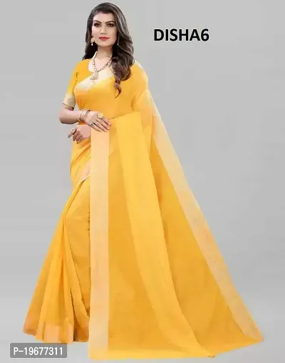 Women Stylish Cotton Blend Solid Saree with Blouse piece-thumb0