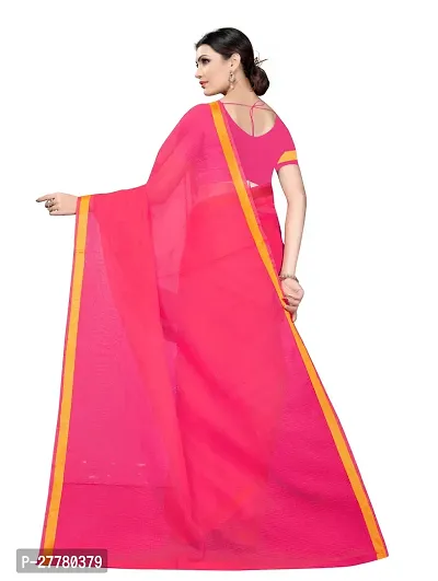 Stylish Pink Cotton Silk Saree with Blouse piece For Women-thumb4