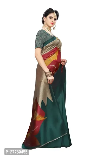 Stylish Art Silk Green Printed Saree With Blouse Piece For Women-thumb3