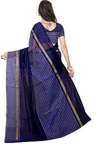 Women Stylish Net Striped Saree with Blouse piece-thumb4