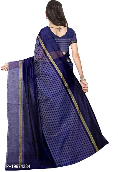 Women Stylish Net Striped Saree with Blouse piece-thumb5