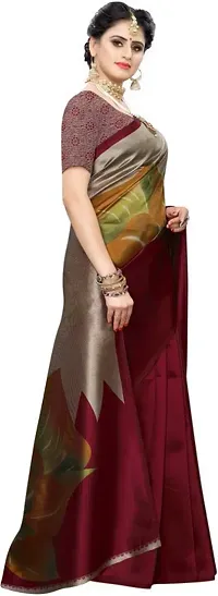 Women Stylish Art Silk Printed Saree with Blouse piece-thumb2