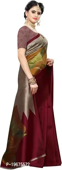 Women Stylish Art Silk Printed Saree with Blouse piece-thumb3