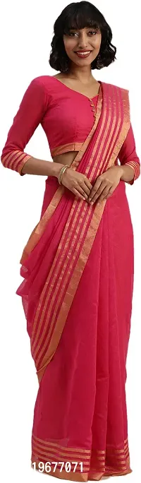 Women Stylish Silk Blend Checked Saree with Blouse piece-thumb0