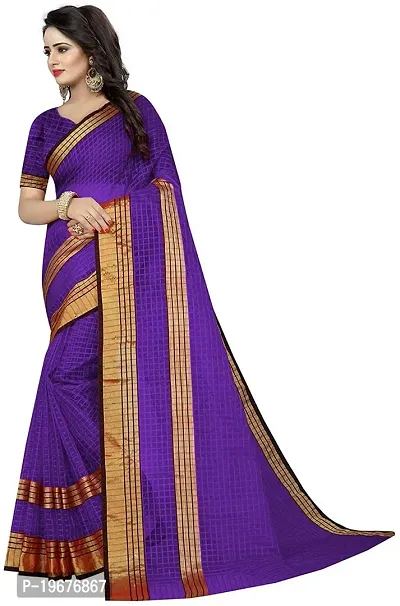 Women Stylish Cotton Silk Checked Saree with Blouse piece-thumb4