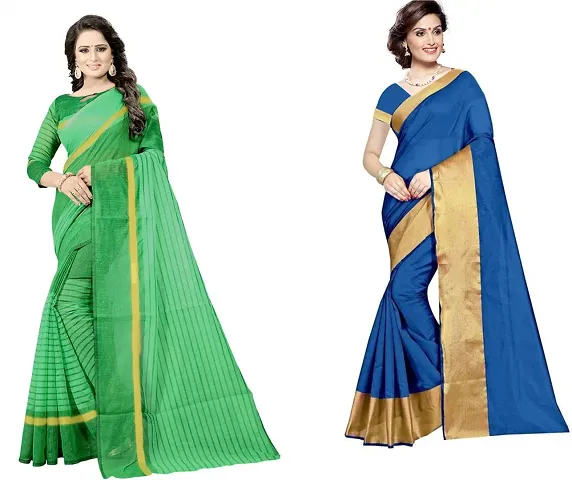 Hot Selling Cotton Silk Saree with Blouse piece 