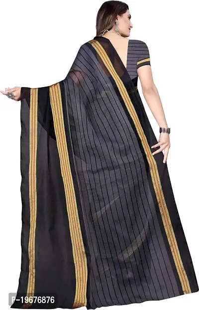 Women Stylish Cotton Silk Striped Saree with Blouse piece-thumb3