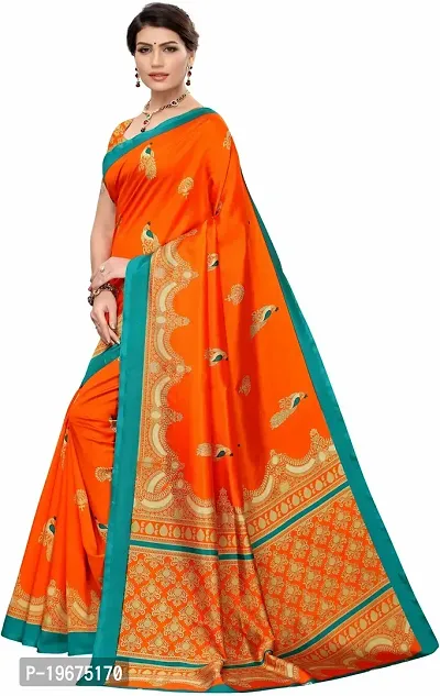 Women Stylish Art Silk Printed Saree with Blouse piece-thumb0