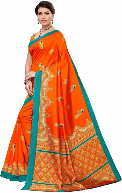 Trending Art Silk Saree with Blouse piece 