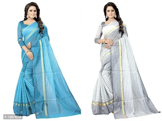 Women Stylish Cotton Silk Solid Saree with Blouse piece