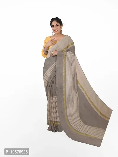 Women Stylish Cotton Silk Striped Saree with Blouse piece