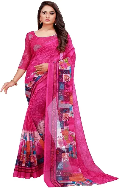 Beautiful Georgette Printed Sarees With Blouse