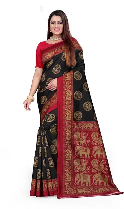 Women Stylish Art Silk Saree with Blouse piece