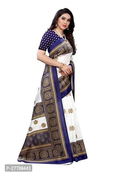 Stylish Art Silk Blue Printed Saree With Blouse Piece For Women-thumb3