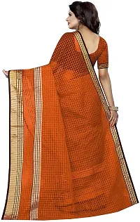 Stylish Orange Cotton Silk Saree with Blouse piece For Women-thumb3