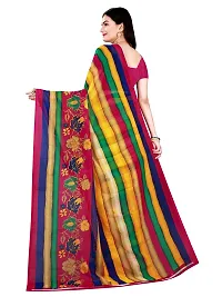 SAADHVI Women's Multi and Pink Georgette Striped Printed Saree With Unstitched Blouse(FL-Georgette80) | Free Size-thumb2