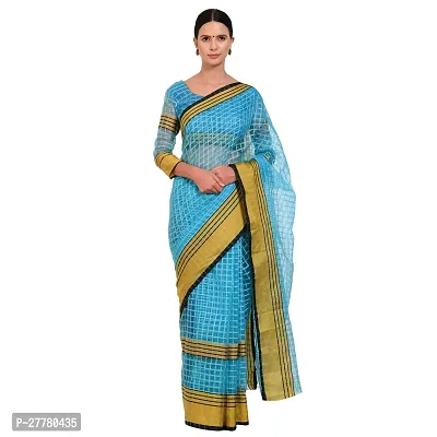 Stylish Art Silk Blue Printed Saree With Blouse Piece For Women-thumb0