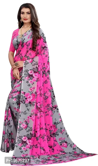 Women Stylish Art Silk Printed Saree with Blouse piece-thumb2