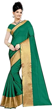 Stylish Cotton Silk Solid Saree with Blouse piece For Women-thumb2