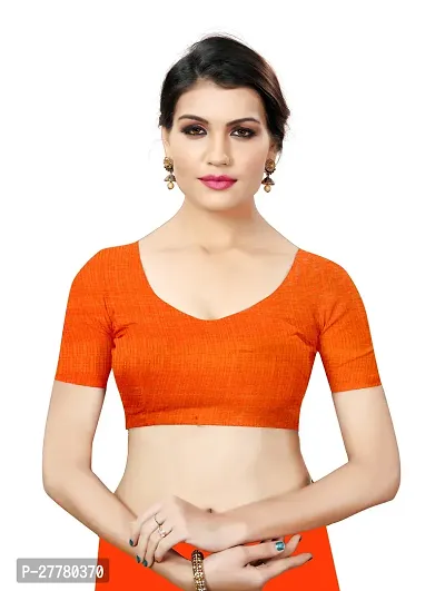 Stylish Art Silk Orange Saree With Blouse Piece For Women-thumb4