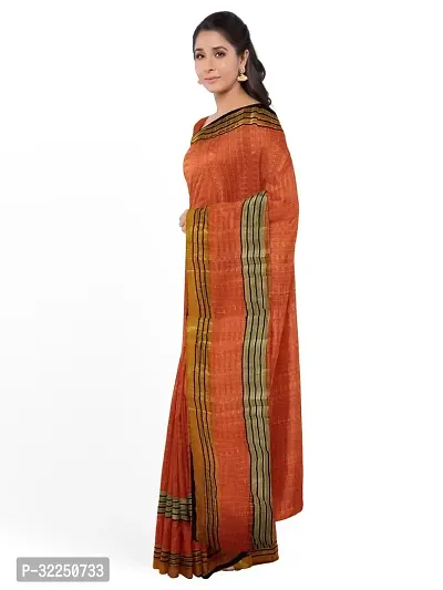 Stylish Orange Cotton Silk Solid Saree with Blouse piece For Women-thumb3