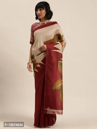 Women Stylish Art Silk Printed Saree with Blouse piece-thumb2