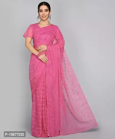Women Stylish Cotton Blend Self Pattern Saree with Blouse piece-thumb0
