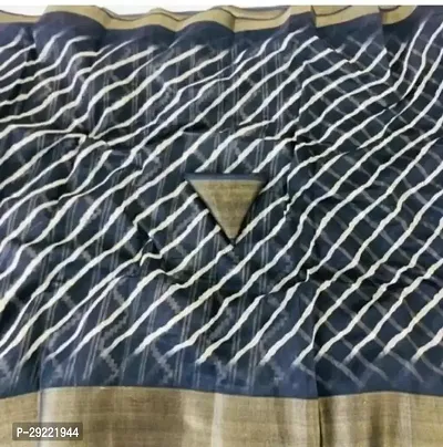Cotton Silk Printed Zari Border Saree with Blouse Piece-thumb0