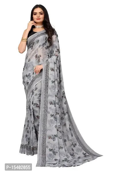 Laria Women's Printed Renial LightWeight Saree With Unstitched Blouse With Unstitched Blouse (R_F_719_Grey)