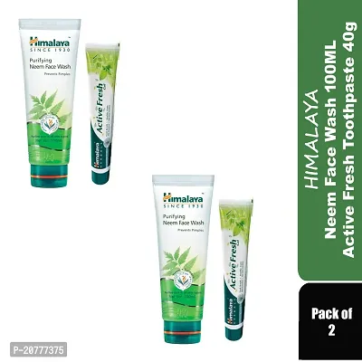 Himalaya Purifying Neem Face Wash (100ML) with Active Fresh Toothpaste (40G)