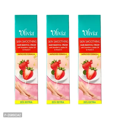 Olivia Skin Smoothing Hair Removal Cream With Strawberry, Jojoba Oil  Vitamin E (Pack of 3)