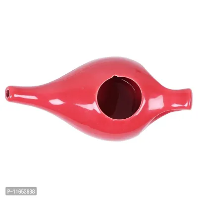 Leak Proof Durable Porcelain Ceramic Neti Pot 220 ML for Natural Nasal Cleansing | Natural Treatment for Sinus, Infection and Congestion Microwave and Dishwasher Friendly (Red)-thumb4