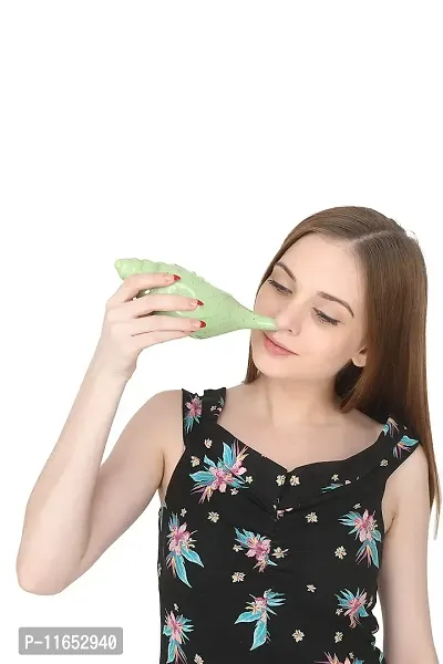 Leak Proof Durable Ceramic Jala Neti Pot with Nostril Plugging Support ? Better Capacity - Holds 300 ml ? Spill Proof with Comfort Grip - Lead-Free and Microwave and Dishwasher Safe - Green-thumb5