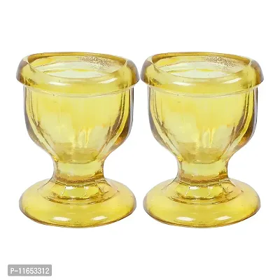 Superior, Smooth Edge, Glass Eye Wash Cups with Engineering Design to Fit Eyes for Effective Eye Cleansing, Eye Shaped Rim, Snug Fit- with Storage Container set of 2 pcs (Yellow)