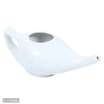 Leak Proof Durable Porcelain Ceramic Neti Pot 220 ML for Natural Nasal Cleansing | Natural Treatment for Sinus, Infection and Congestion Microwave and Dishwasher Friendly (Marble)