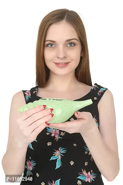 Leak Proof Durable Ceramic Jala Neti Pot with Nostril Plugging Support ? Better Capacity - Holds 300 ml ? Spill Proof with Comfort Grip - Lead-Free and Microwave and Dishwasher Safe - Green-thumb4