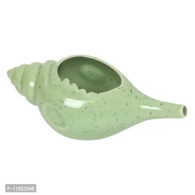 Leak Proof Durable Ceramic Jala Neti Pot with Nostril Plugging Support ? Better Capacity - Holds 300 ml ? Spill Proof with Comfort Grip - Lead-Free and Microwave and Dishwasher Safe - Green-thumb0